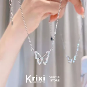 Dây chuyền bạc nữ 925 Krixi Silver, vòng cổ mặt bướm xinh xắn dễ thương DC04