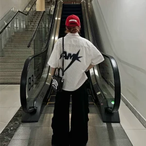 Áo Sơ Mi Boxy In " AM " vải Tuytsi chống nhăn Nam Nữ Unisex Local Brand - SM02